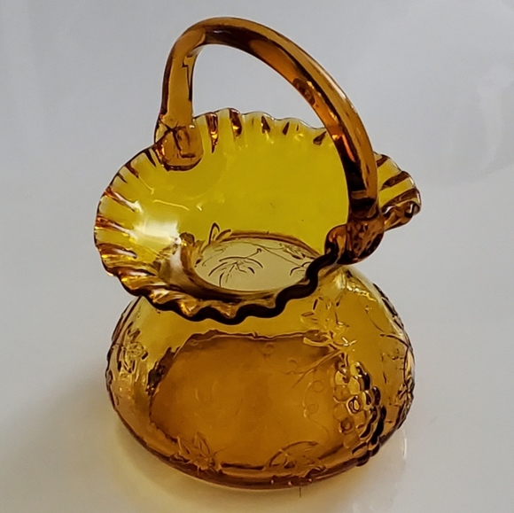 Vntg Kanawha 9" Golden Warm Amber 🍇 Crimped Basket - Picture 2 of 13
